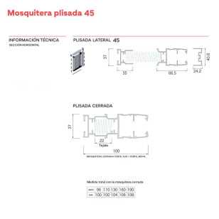 Mosquitera Plisada Lateral 45 | Medidas Fijación
