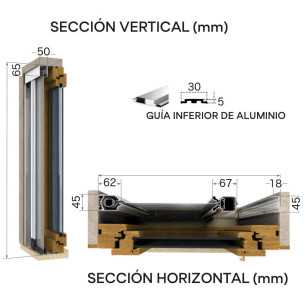Mosquitera Enrollable para puertas 50 | Sección Horizontal y Medidas